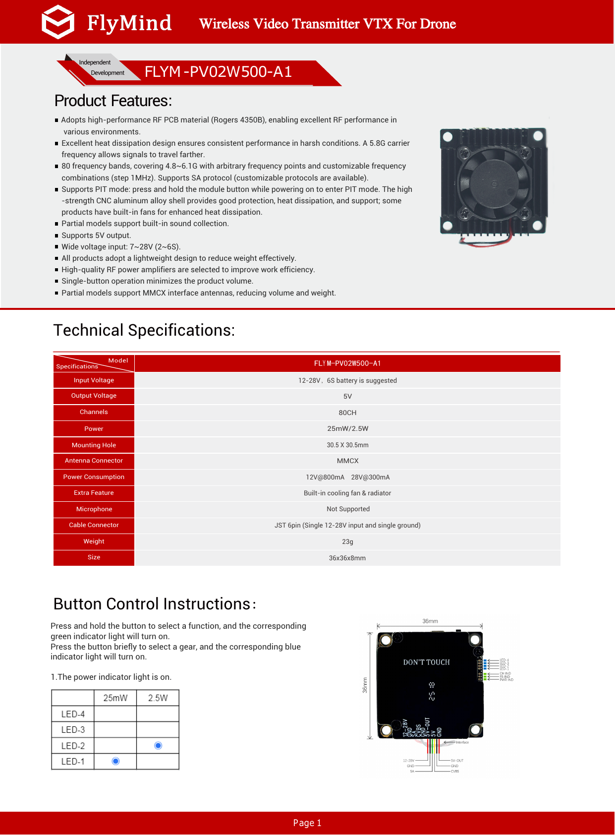 Datasheet Page 1