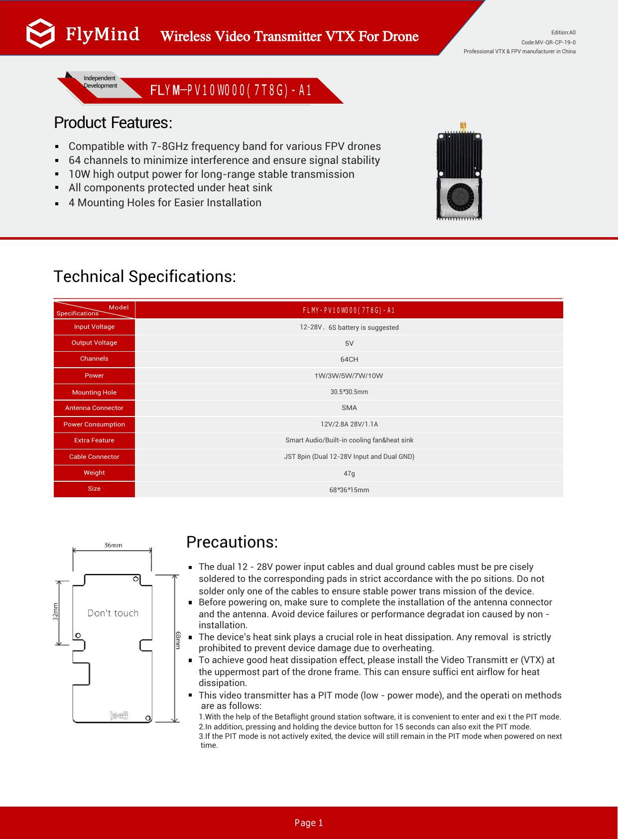 Datasheet Page 1