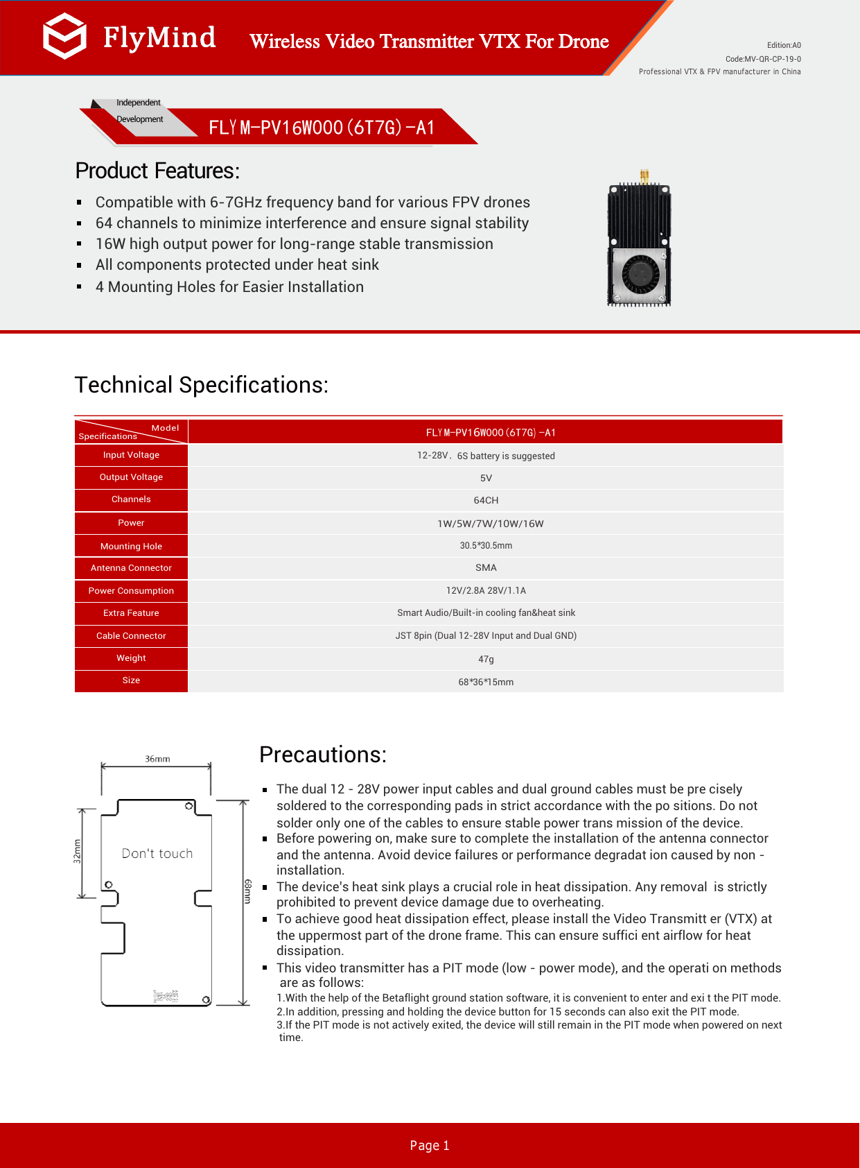 Datasheet Page 1