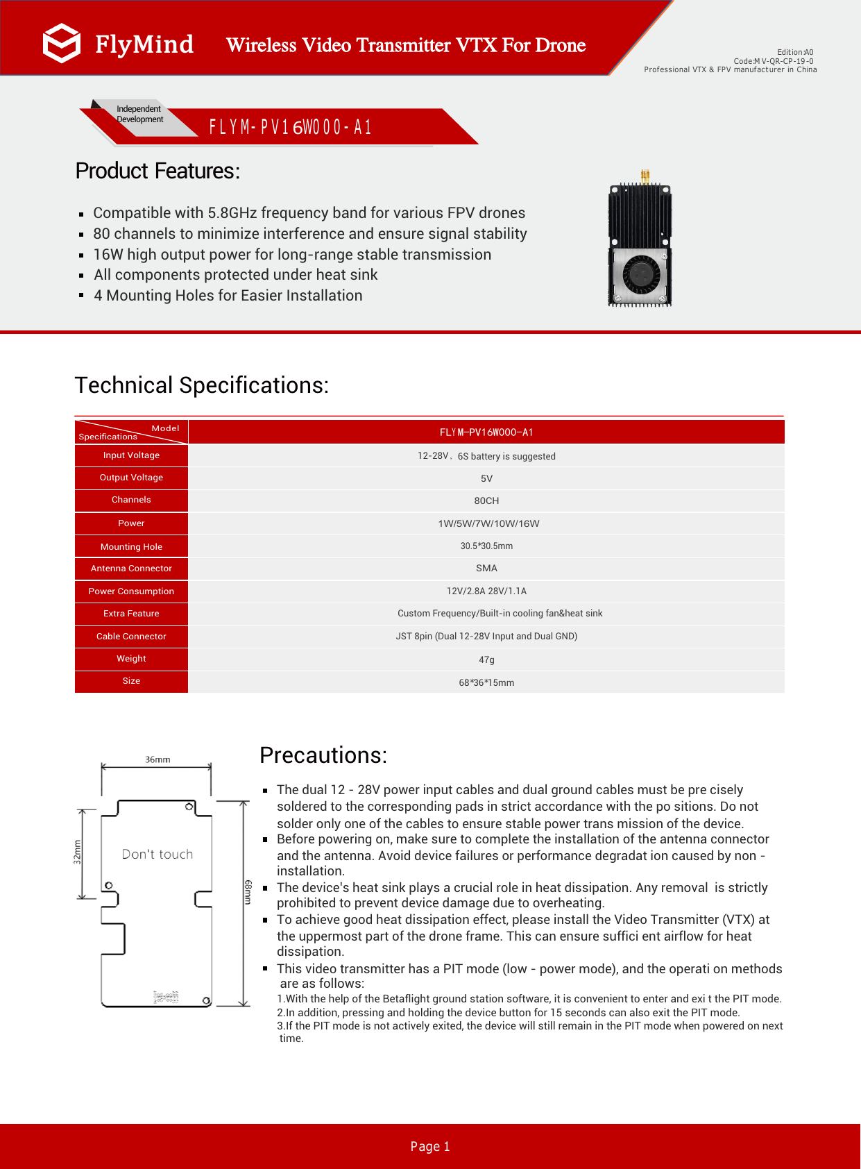 Datasheet Page 1